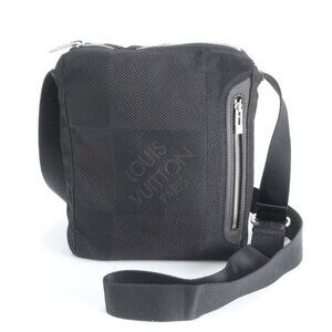 Louis Vuitton Damier Jean Citadin PM Leather Shoulder Bag Noir Black